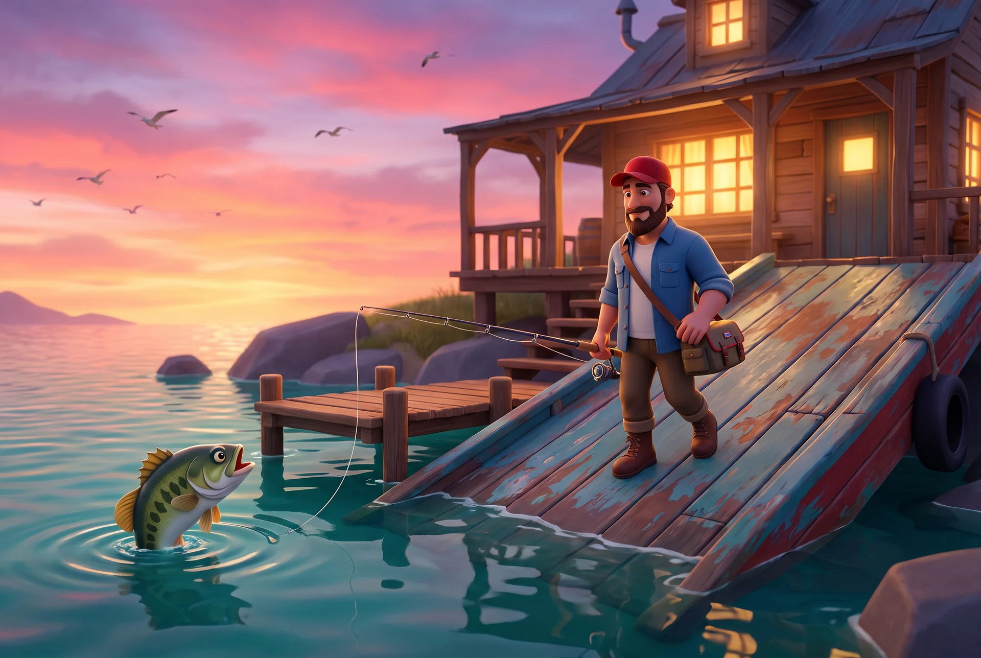 Fictional dusk slipway